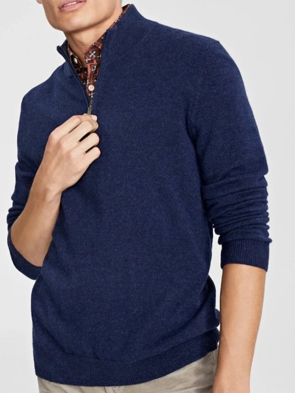 Club Room Men's Quarter-Zip Textured Sweater Size M Blue NWT